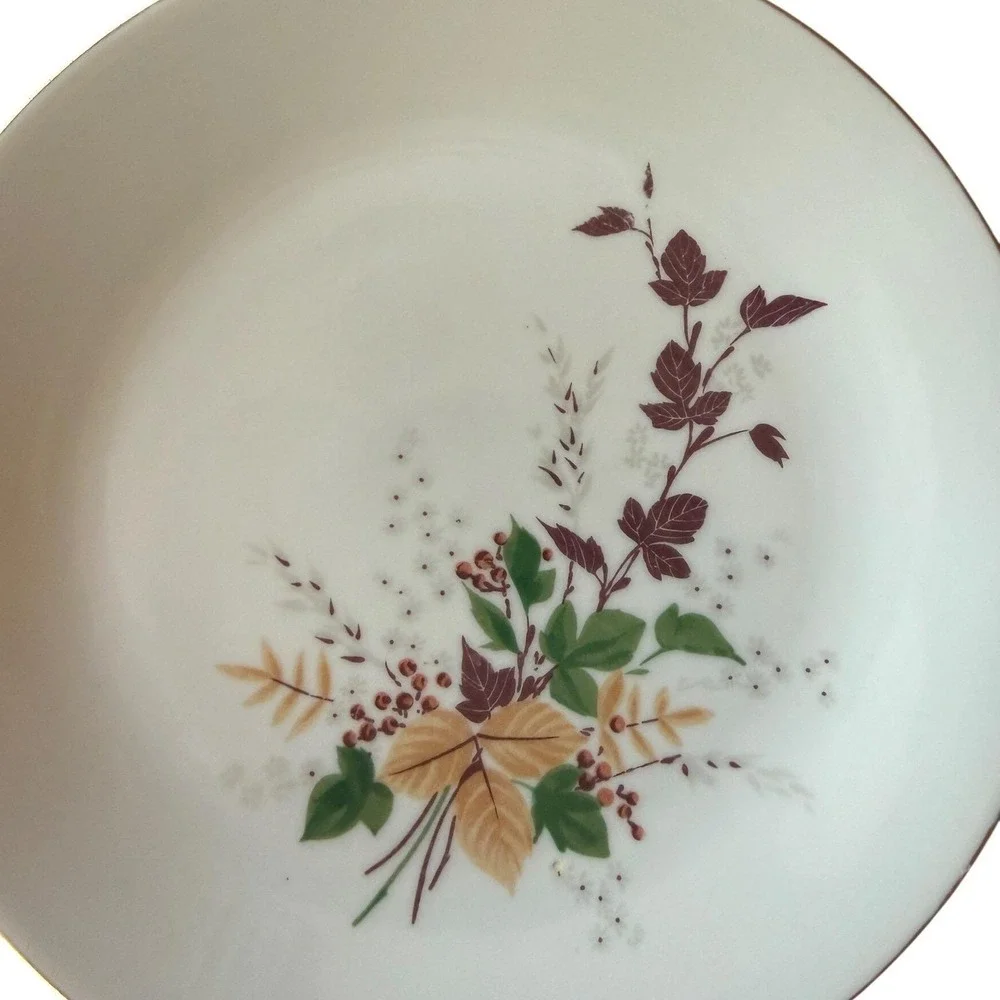 Vintage Kahla Konitz Bread Plates Set of 6 - Autumn Leaves Gold Rim Germany
